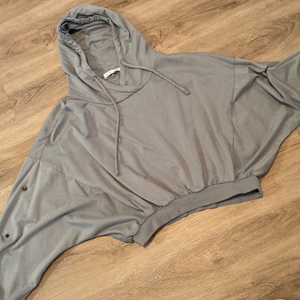 YOUNG FABULOUS & BROKE OVERSIZED HOODIE CROPPED SWEATSHIRT M/L SLATE GREY